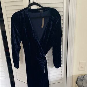 J. Crew Velvet Wrap Dress - Deep Blue